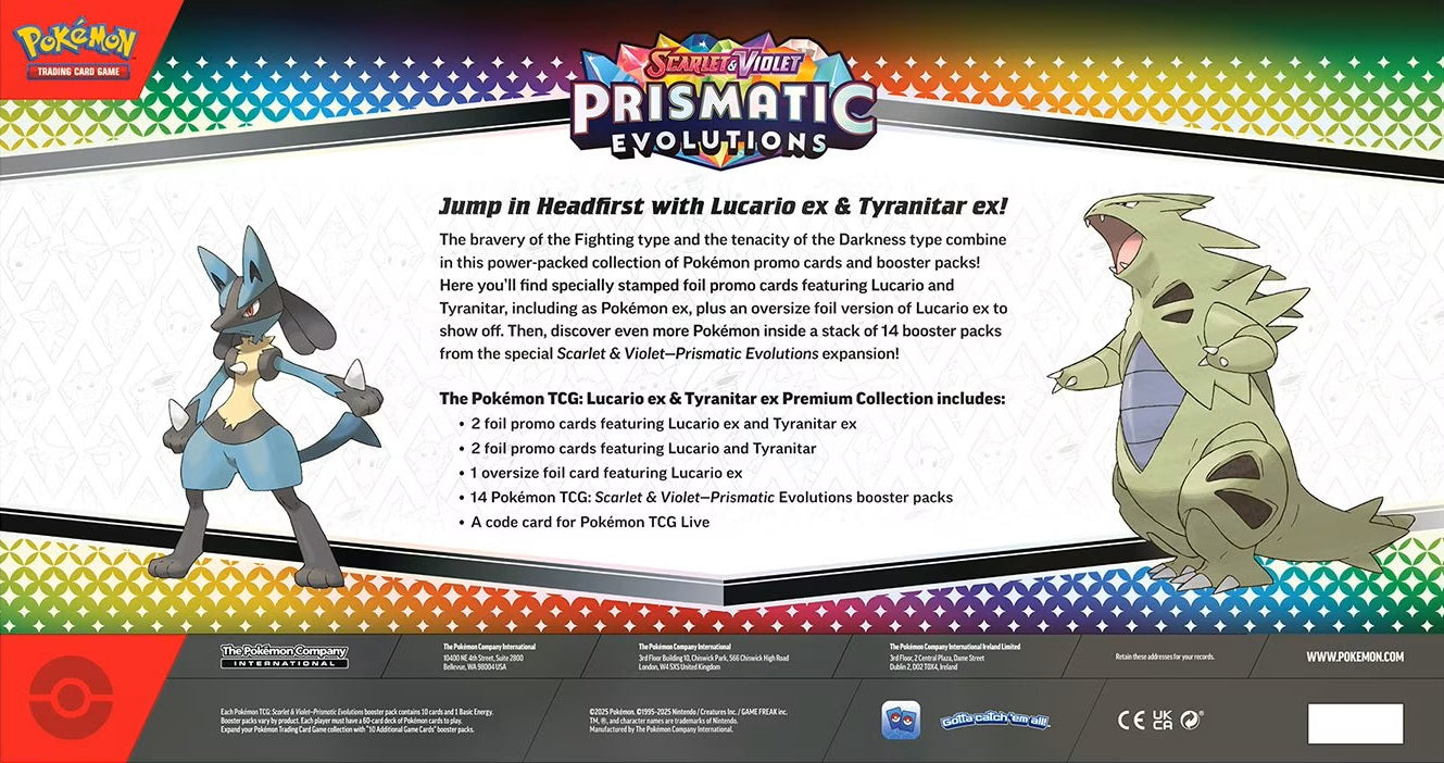 Prismatic Evolutions Lucario ex & Tyranitar ex Premium Collection